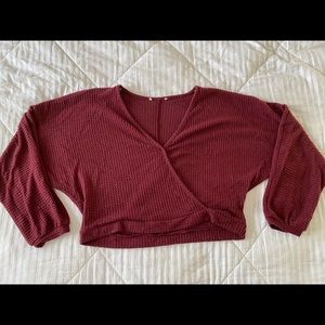 Burgundy Cozy Cropped Sweater